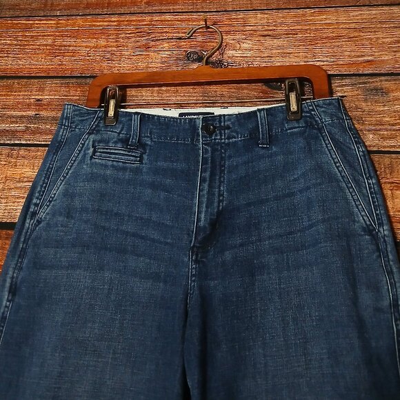 Lands End Jeans Size 12 Wide Leg Blue Denim Slash Pockets - Picture 5 of 10